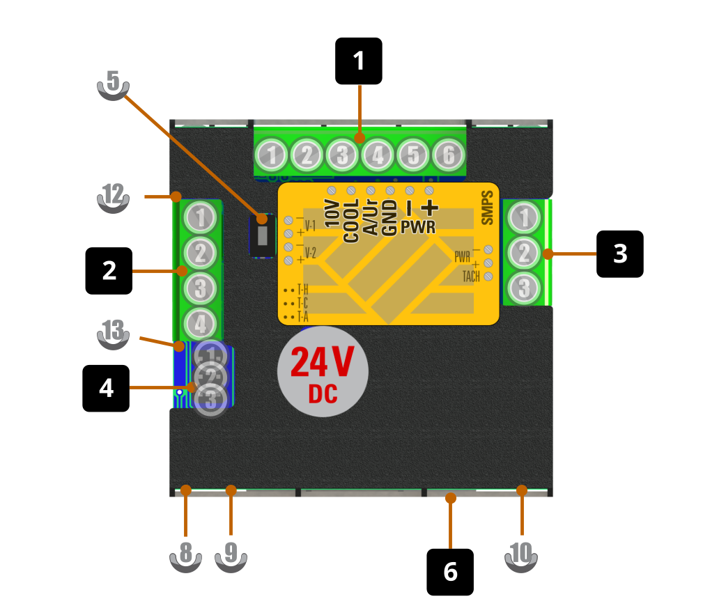 Připojovací konektory reglátoru SMPS