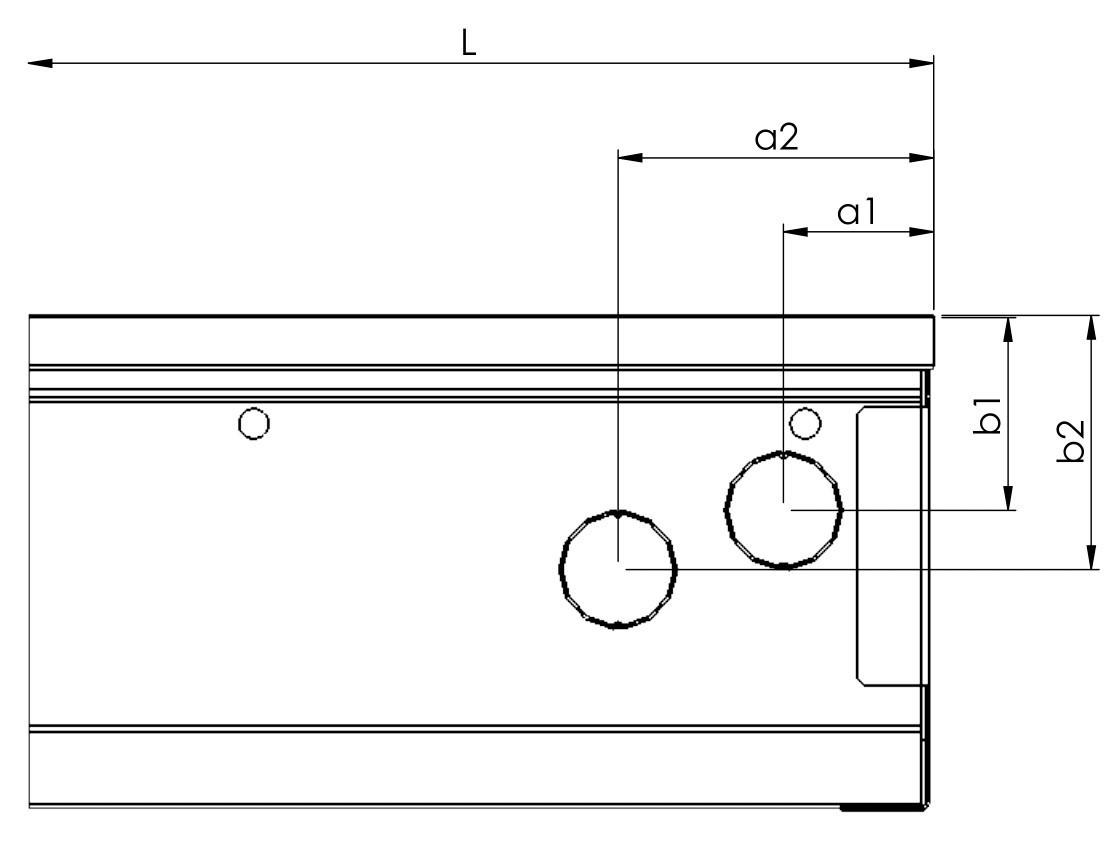 Připojovací otvory ze strany